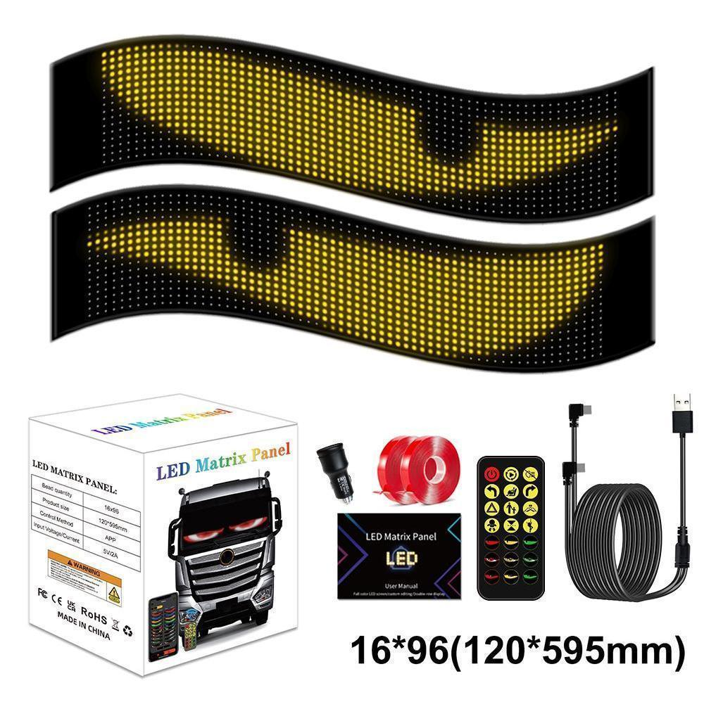 Devil Eyes LED Soft Screen for Cars | Colorful Programmable Car Window Light | APP Control