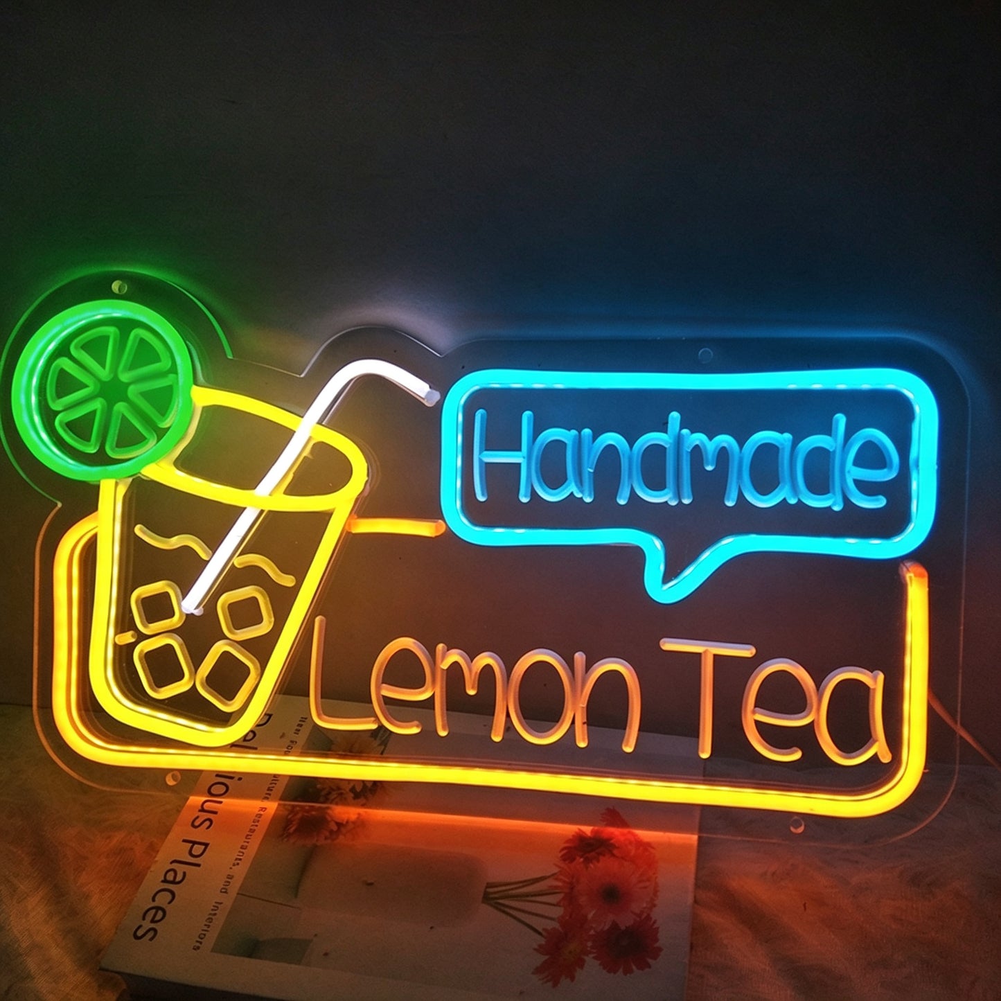 Hand-crafted lemon tea neon sign