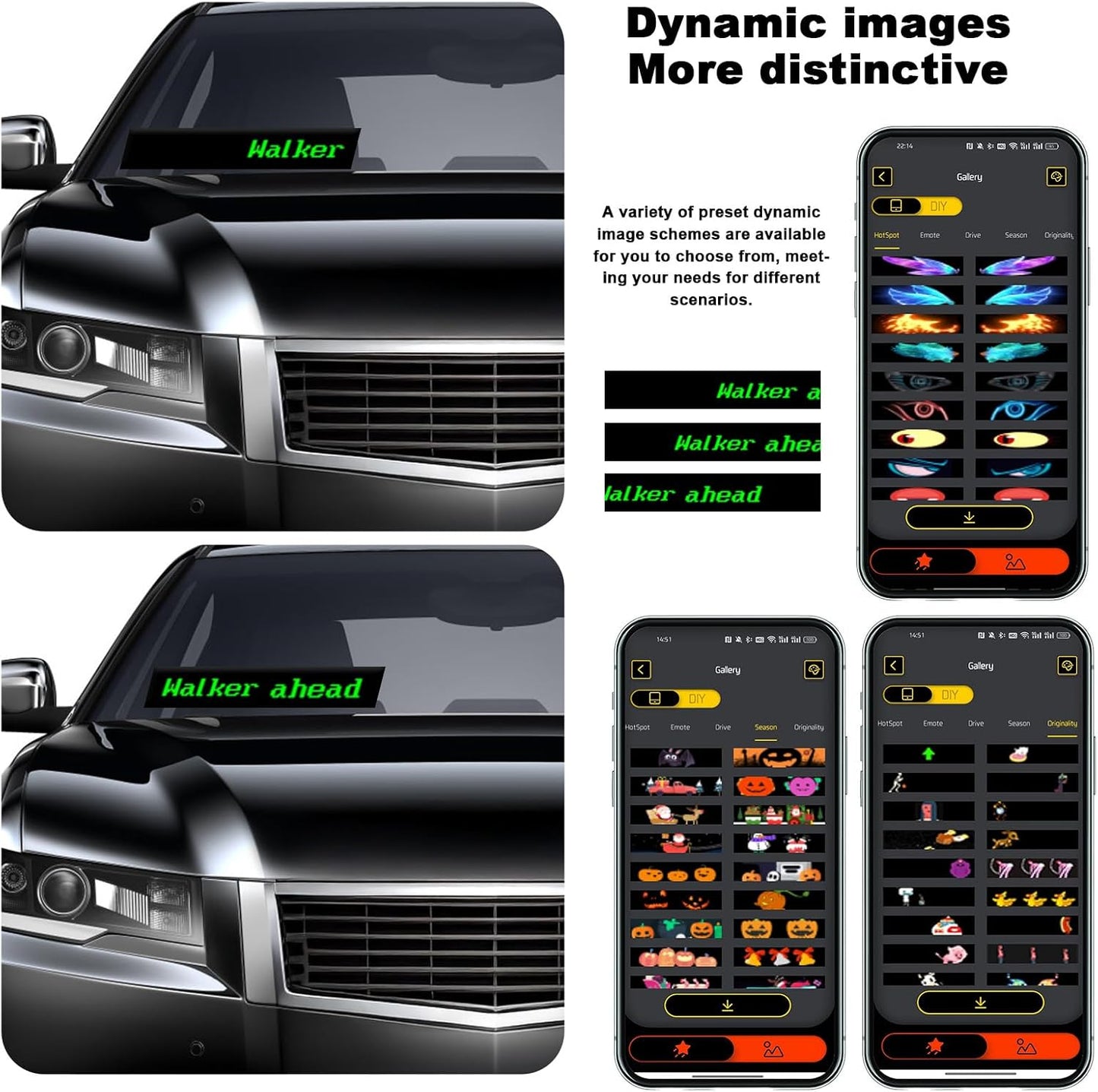 Devil Eyes LED Soft Screen for Cars | Colorful Programmable Car Window Light | APP Control