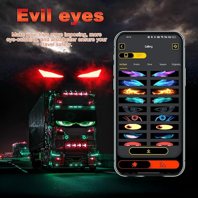 Devil Eyes LED Soft Screen for Cars | Colorful Programmable Car Window Light | APP Control