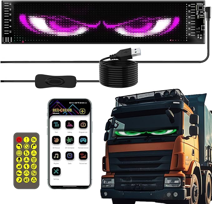 Devil Eyes LED Soft Screen for Cars | Colorful Programmable Car Window Light | APP Control
