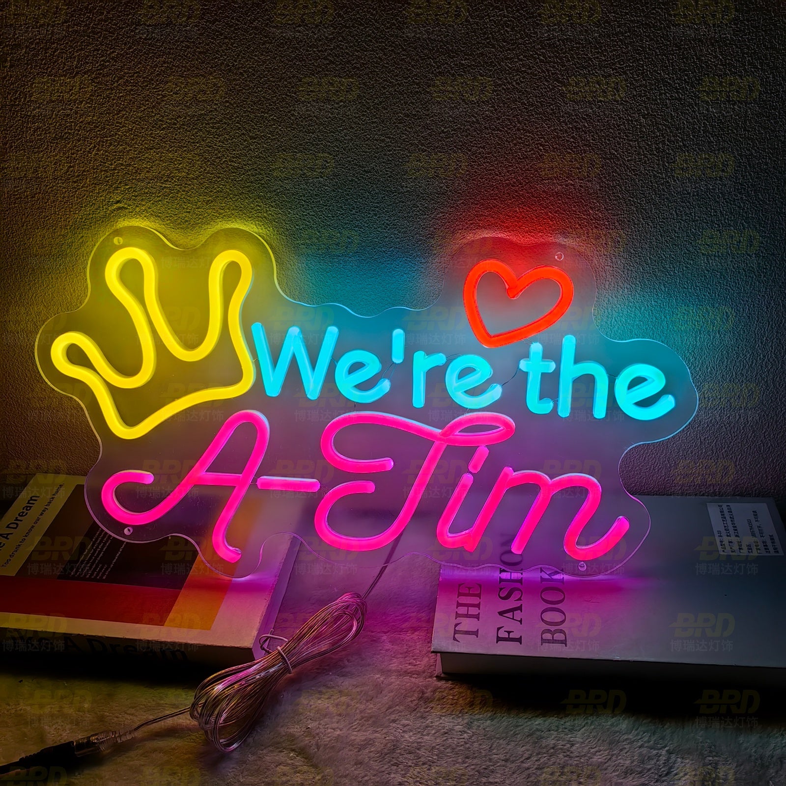 Neon light custom decoration, illuminated signboard, festive food, LED advertising signboard