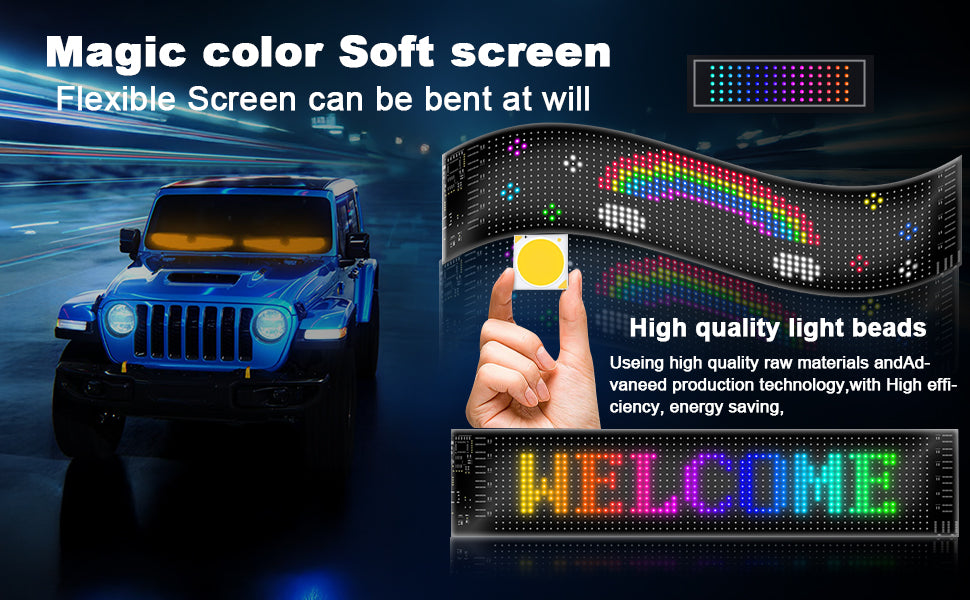 Devil Eyes LED Soft Screen for Cars | Colorful Programmable Car Window Light | APP Control